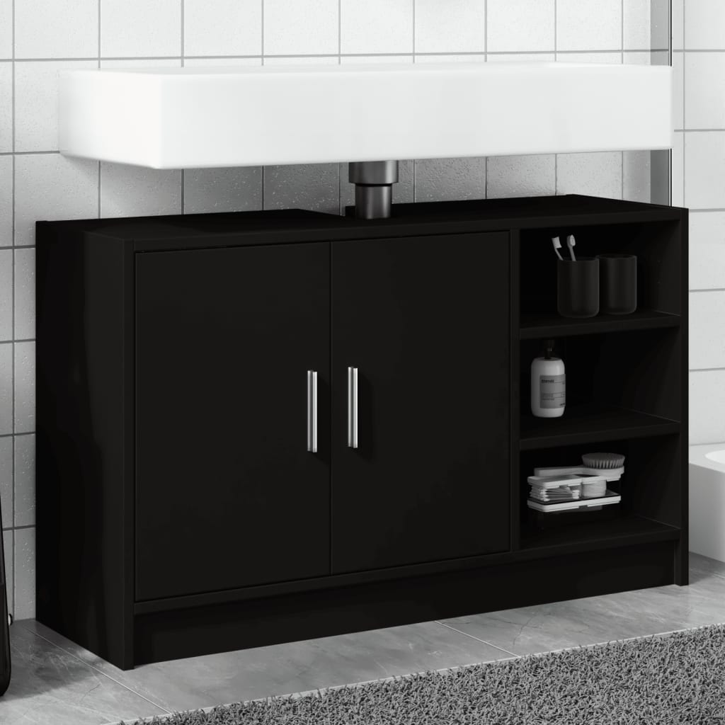 vidaXL Sink Cabinet Black 90x29x55 cm Engineered Wood