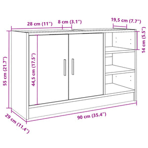 vidaXL Sink Cabinet Grey Sonoma 90x29x55 cm Engineered Wood