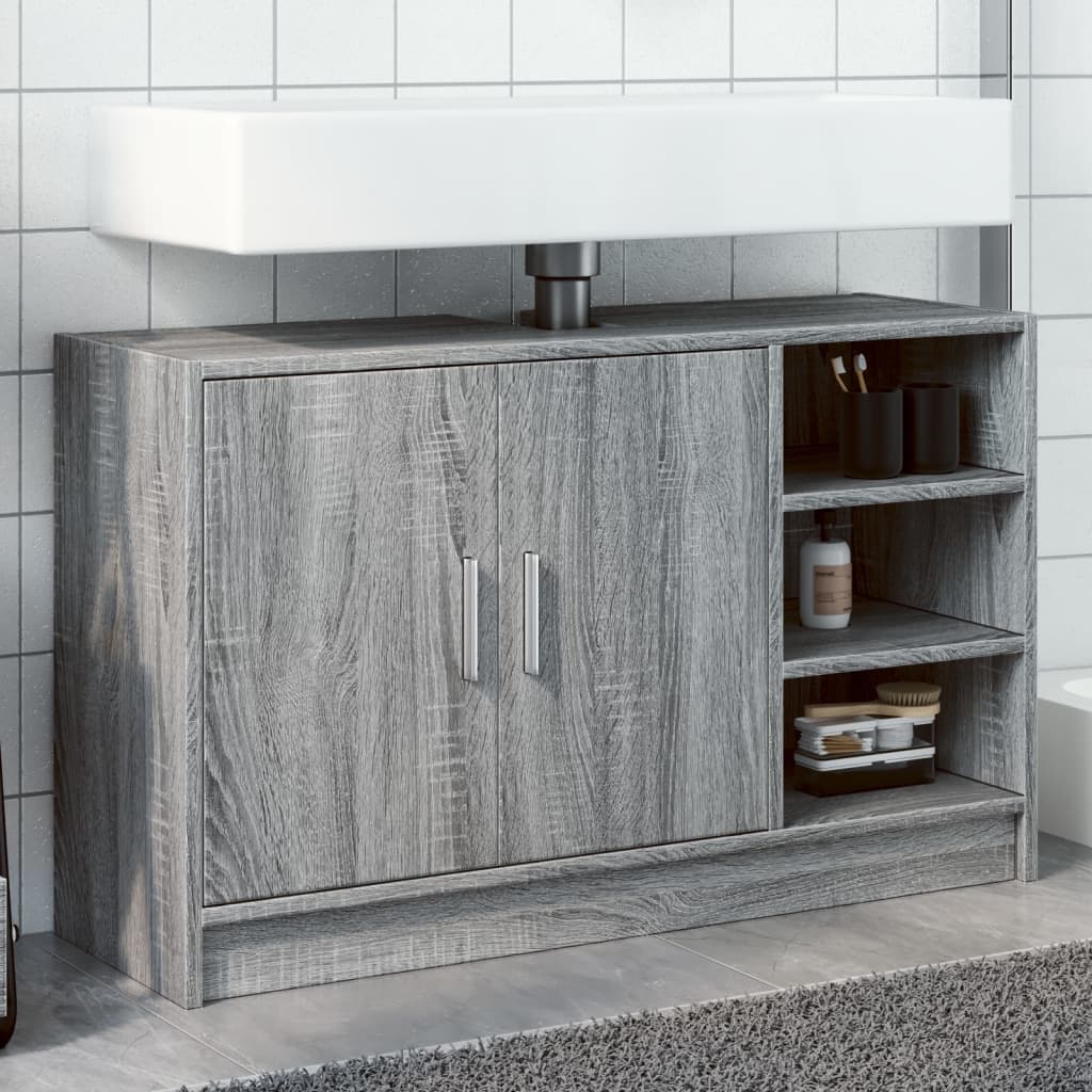 vidaXL Sink Cabinet Grey Sonoma 90x29x55 cm Engineered Wood