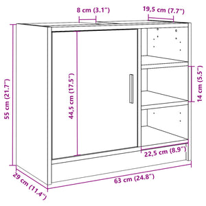 vidaXL Sink Cabinet Grey Sonoma 63x29x55 cm Engineered Wood