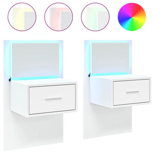 vidaXL Wall-mounted Bedside Cabinets with LED Lights 2 pcs White