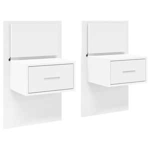 vidaXL Wall-mounted Bedside Cabinets with LED Lights 2 pcs White