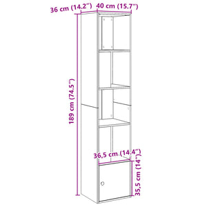 vidaXL Bookcase Brown Oak 40x36x189 cm Engineered Wood