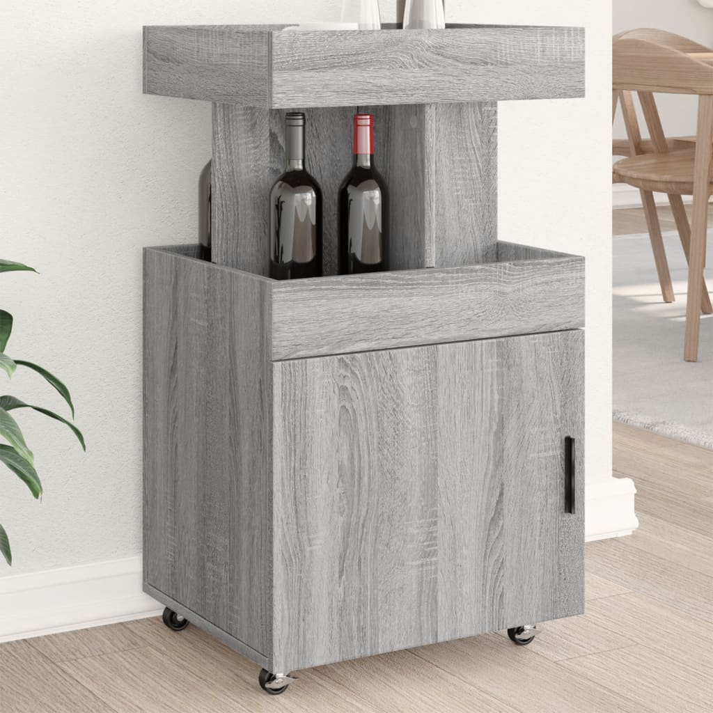 vidaXL Bar Cart Grey Sonoma 50x41x89 cm Engineered Wood