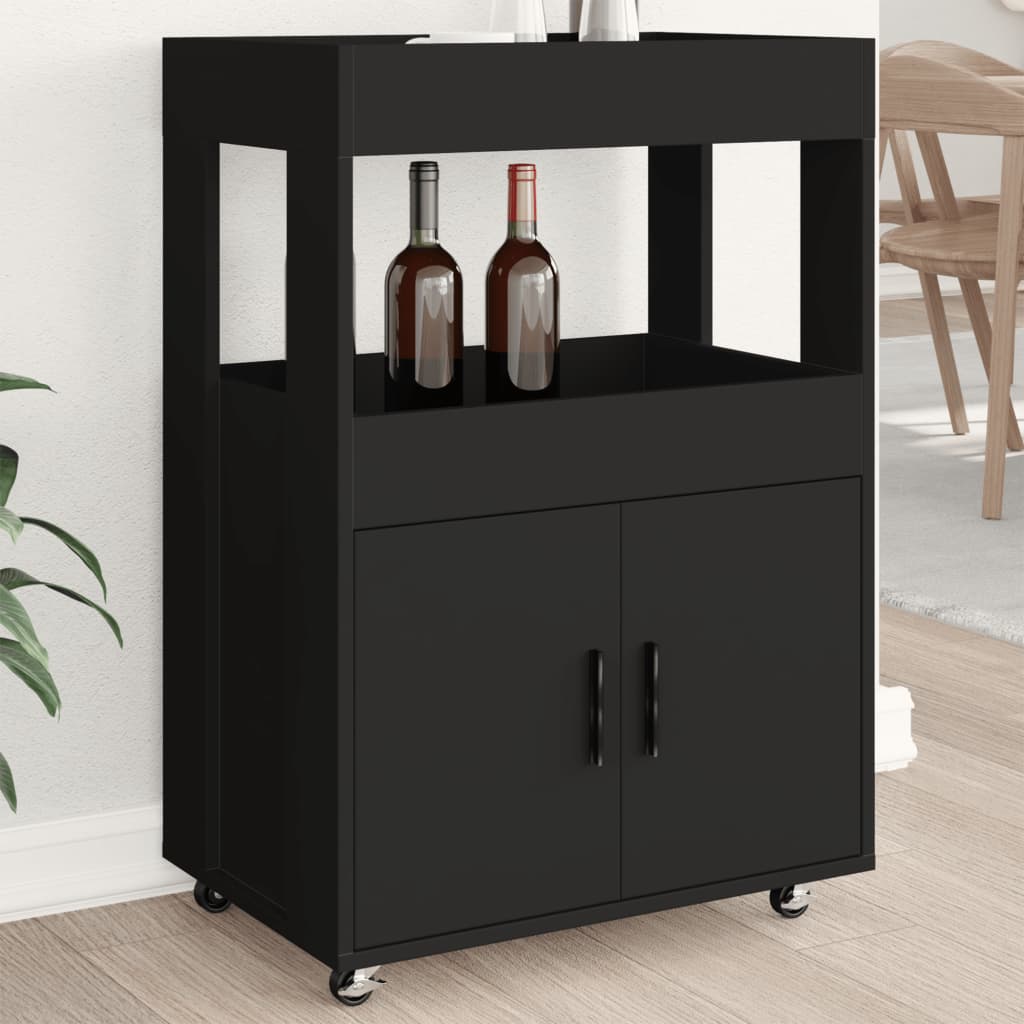 vidaXL Bar Cart Black 60x39.5x89 cm Engineered Wood