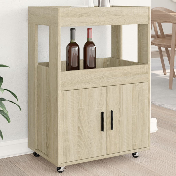 vidaXL Bar Cart Sonoma Oak 60x39.5x89 cm Engineered Wood