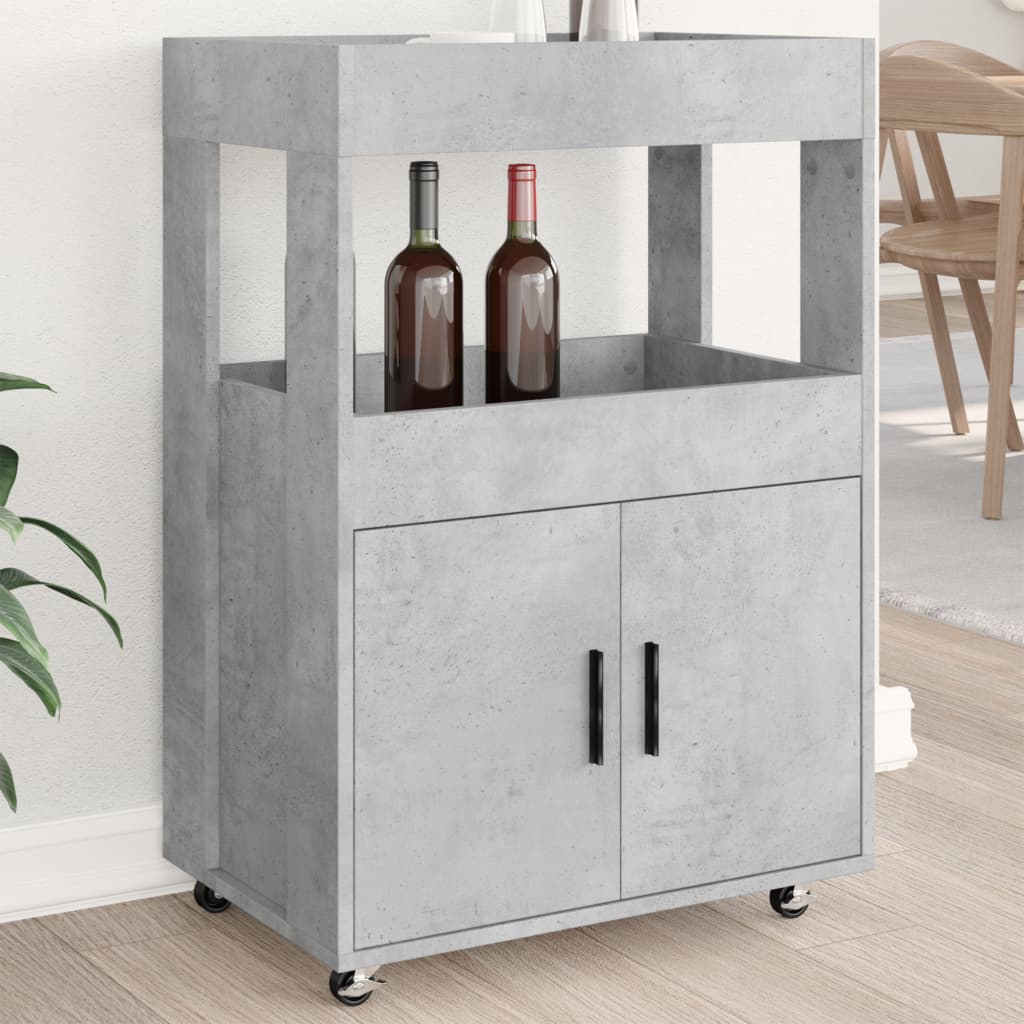 vidaXL Bar Cart Concrete Grey 60x39.5x89 cm Engineered Wood