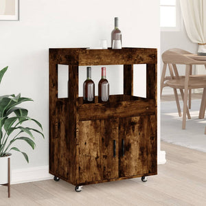 vidaXL Bar Cart Smoked Oak 60x39.5x89 cm Engineered Wood