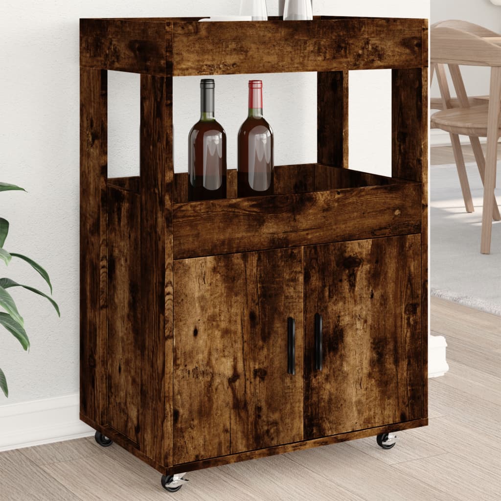 vidaXL Bar Cart Smoked Oak 60x39.5x89 cm Engineered Wood