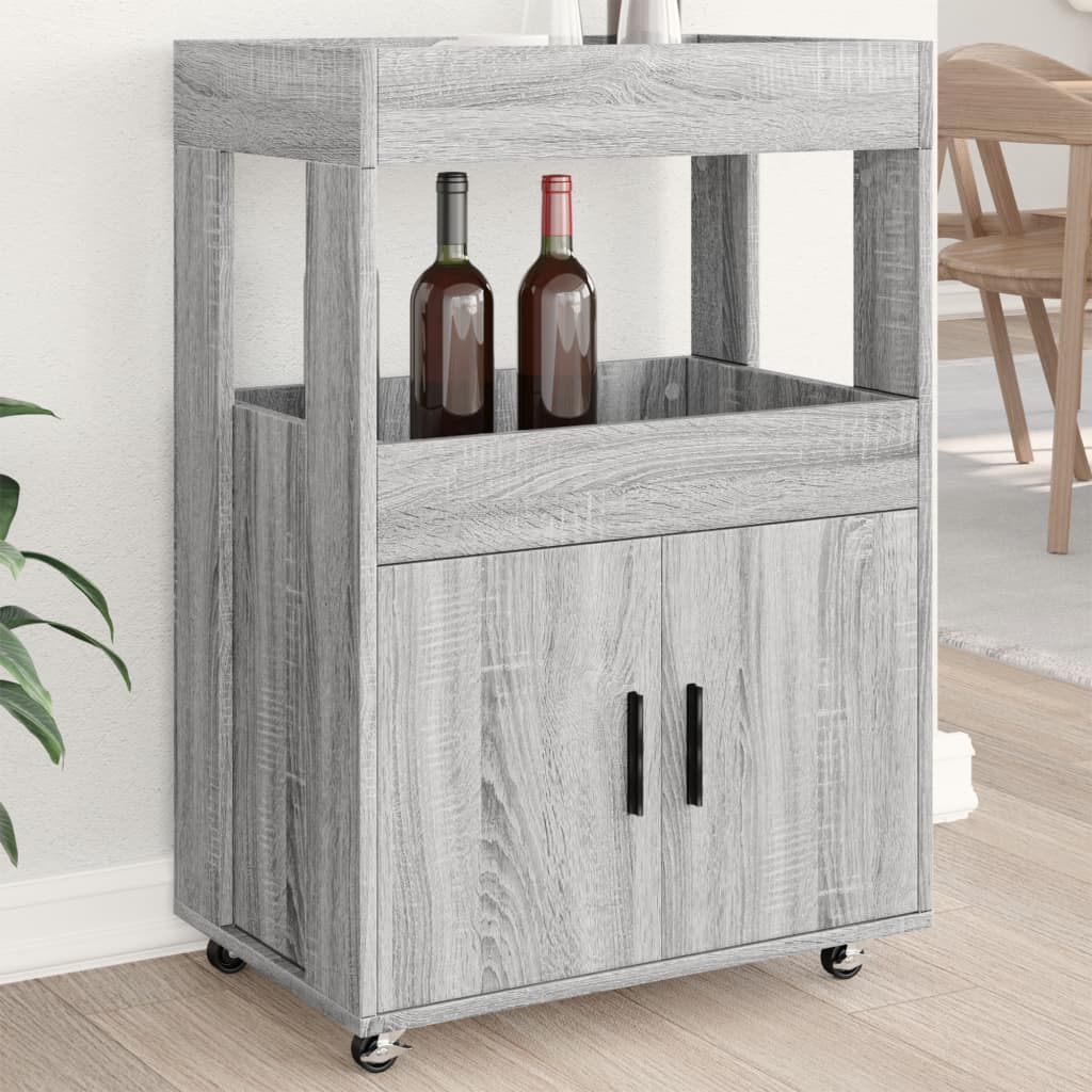 vidaXL Bar Cart Grey Sonoma 60x39.5x89 cm Engineered Wood