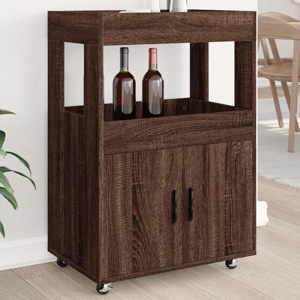 vidaXL Bar Cart Brown Oak 60x39.5x89 cm Engineered Wood