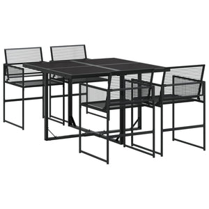 vidaXL 5 Piece Garden Dining Set Black Poly Rattan