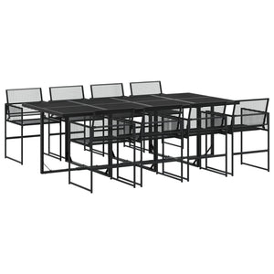 vidaXL 9 Piece Garden Dining Set Black Poly Rattan