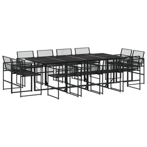 vidaXL 13 Piece Garden Dining Set Black Poly Rattan