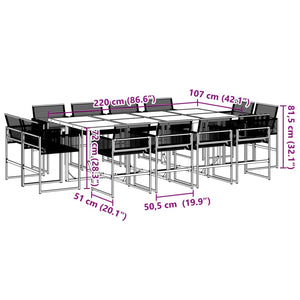 vidaXL 13 Piece Garden Dining Set Black Poly Rattan