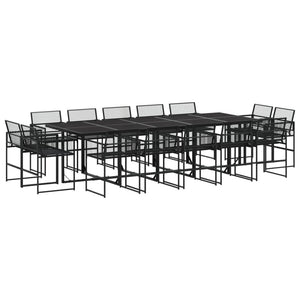 vidaXL 15 Piece Garden Dining Set Black Poly Rattan