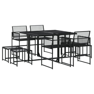 vidaXL 9 Piece Garden Dining Set Black Poly Rattan