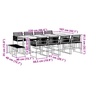 vidaXL 13 Piece Garden Dining Set Black Poly Rattan