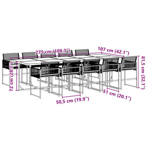 vidaXL 11 Piece Garden Dining Set Black Poly Rattan