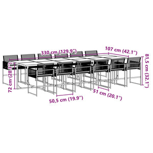 vidaXL 13 Piece Garden Dining Set Black Poly Rattan