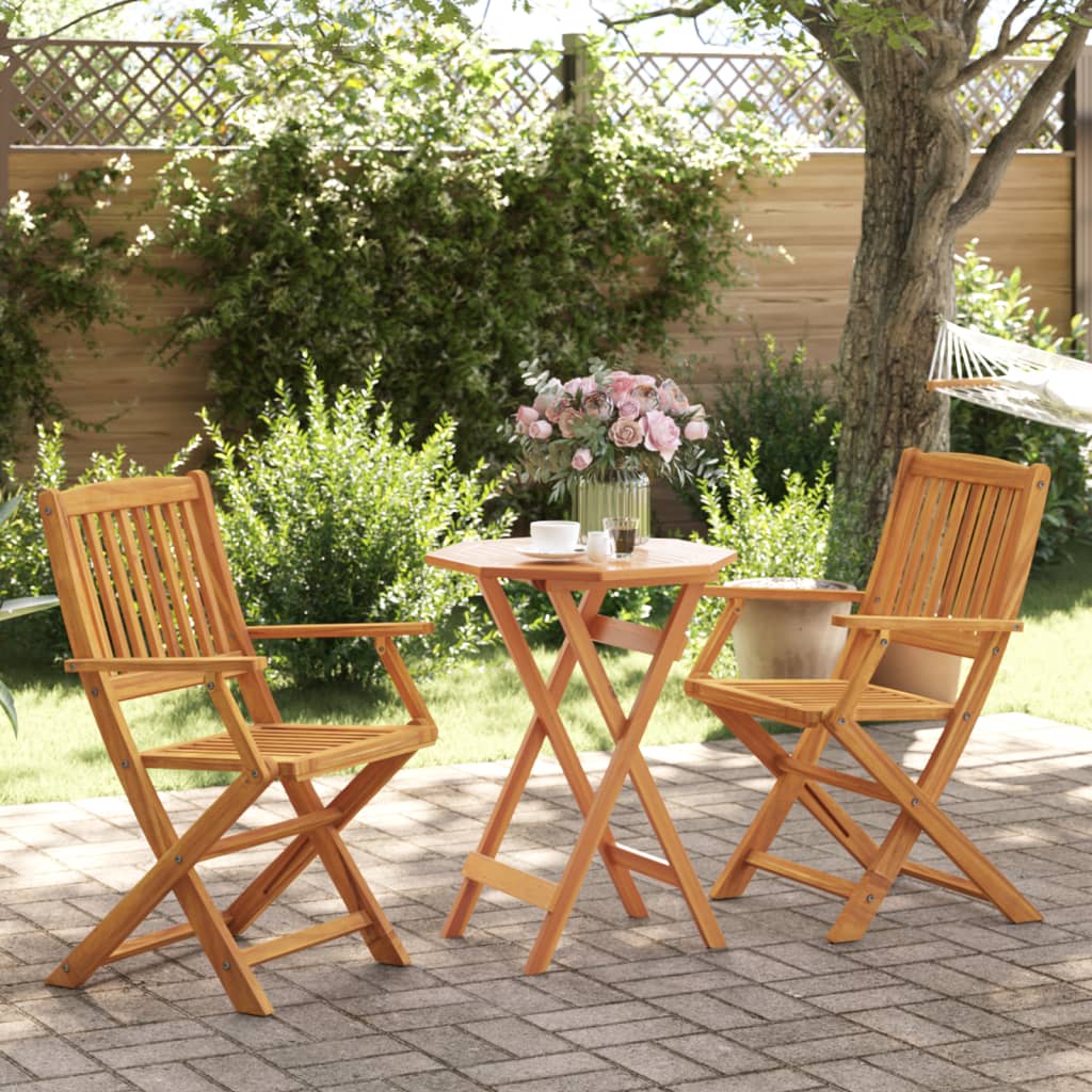 vidaXL 3 Piece Folding Bistro Set Solid Wood Acacia