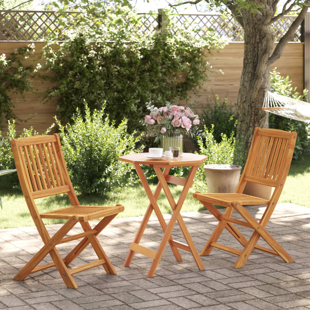 vidaXL 3 Piece Folding Bistro Set Solid Wood Acacia