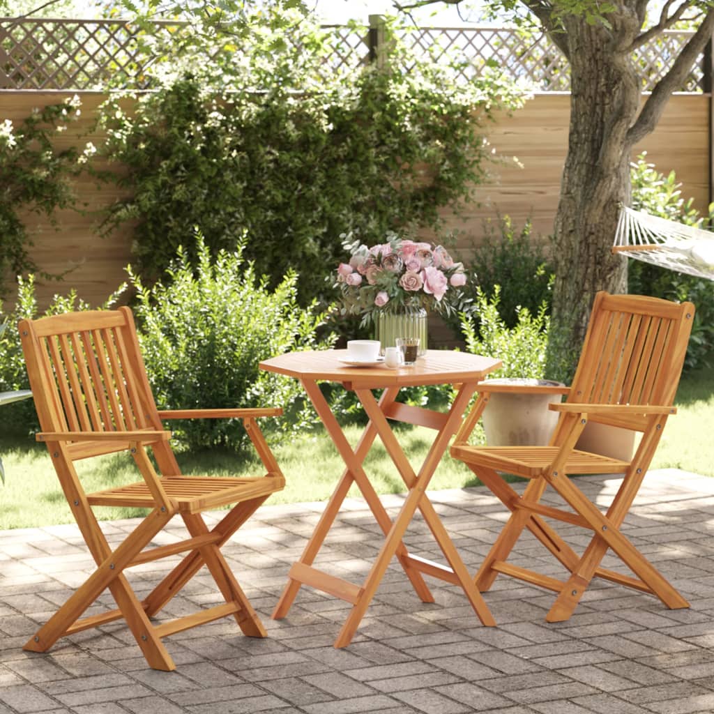 vidaXL 3 Piece Folding Bistro Set Solid Wood Acacia