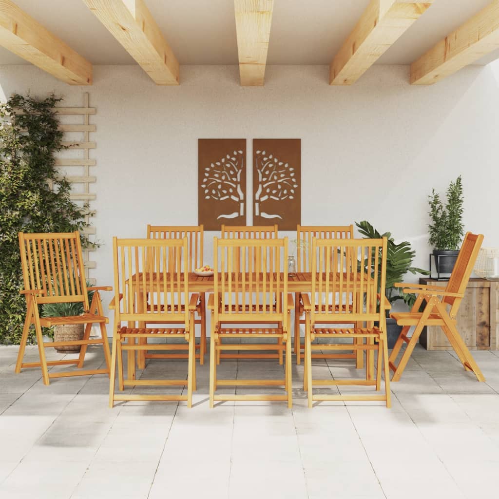 vidaXL 9 Piece Garden Dining Set Solid Wood Acacia