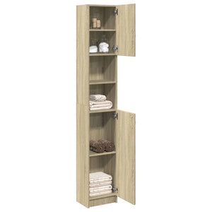 vidaXL Bathroom Cabinet Sonoma Oak 32x25.5x190 cm Engineered Wood