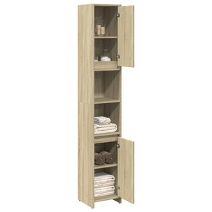 vidaXL Bathroom Cabinet Sonoma Oak 30x30x183.5 cm Engineered Wood