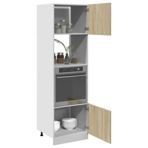 vidaXL Microwave Cabinet Sonoma Oak 60x57x207 cm Engineered Wood