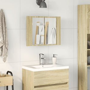 vidaXL LED Mirror Cabinet Sonoma Oak 60x12x45 cm Engineered Wood