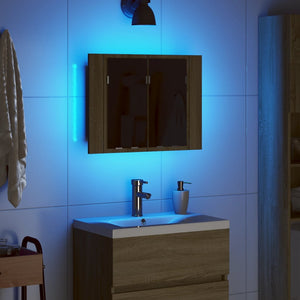 vidaXL LED Mirror Cabinet Sonoma Oak 60x12x45 cm Engineered Wood