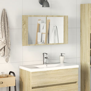 vidaXL LED Mirror Cabinet Sonoma Oak 80x12x45 cm Engineered Wood