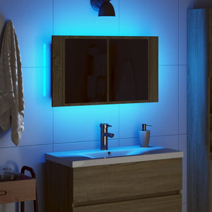 vidaXL LED Mirror Cabinet Sonoma Oak 80x12x45 cm Engineered Wood