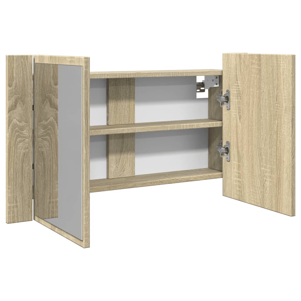 vidaXL LED Mirror Cabinet Sonoma Oak 80x12x45 cm Engineered Wood