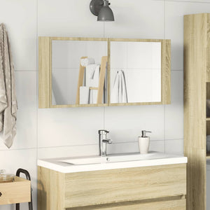 vidaXL LED Mirror Cabinet Sonoma Oak 100x12x45 cm Engineered Wood