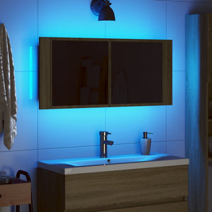 vidaXL LED Mirror Cabinet Sonoma Oak 100x12x45 cm Engineered Wood