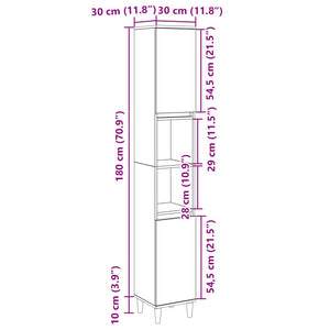 vidaXL Bathroom Cabinet Sonoma Oak 30x30x190 cm Engineered Wood