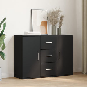 vidaXL Sideboard Black 90.5x29.5x65 cm Engineered Wood