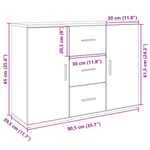 vidaXL Sideboard Black 90.5x29.5x65 cm Engineered Wood