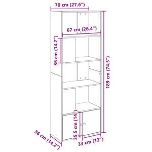 vidaXL Bookcase Black 70x36x189 cm Engineered Wood