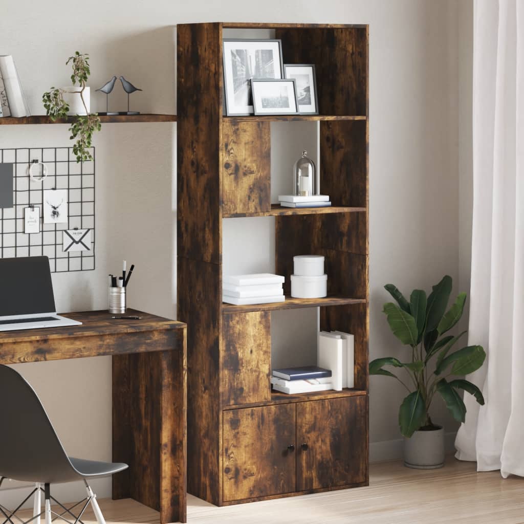 vidaXL Bookcase Smoked Oak 70x36x189 cm Engineered Wood