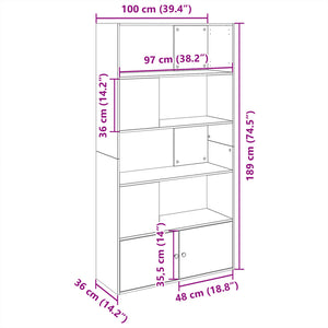 vidaXL Bookcase White 100x36x189 cm Engineered Wood