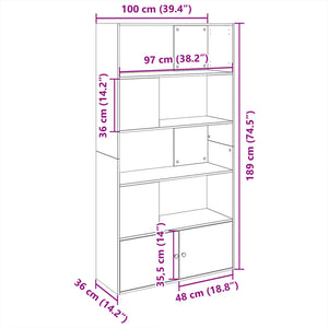 vidaXL Bookcase Concrete Grey 100x36x189 cm Engineered Wood