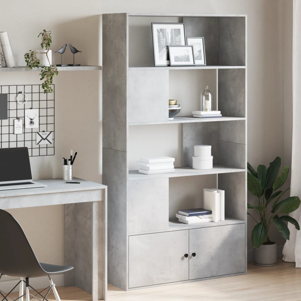 vidaXL Bookcase Concrete Grey 100x36x189 cm Engineered Wood