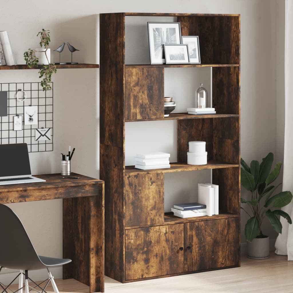 vidaXL Bookcase Smoked Oak 100x36x189 cm Engineered Wood