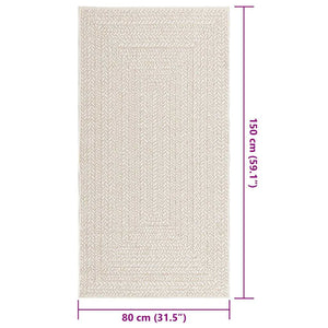 vidaXL Rug ZIZUR Cream 80x150 cm Jute Look Indoor and Outdoor