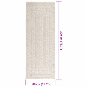 vidaXL Rug ZIZUR Cream 80x200 cm Jute Look Indoor and Outdoor