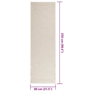 vidaXL Rug ZIZUR Cream 80x250 cm Jute Look Indoor and Outdoor